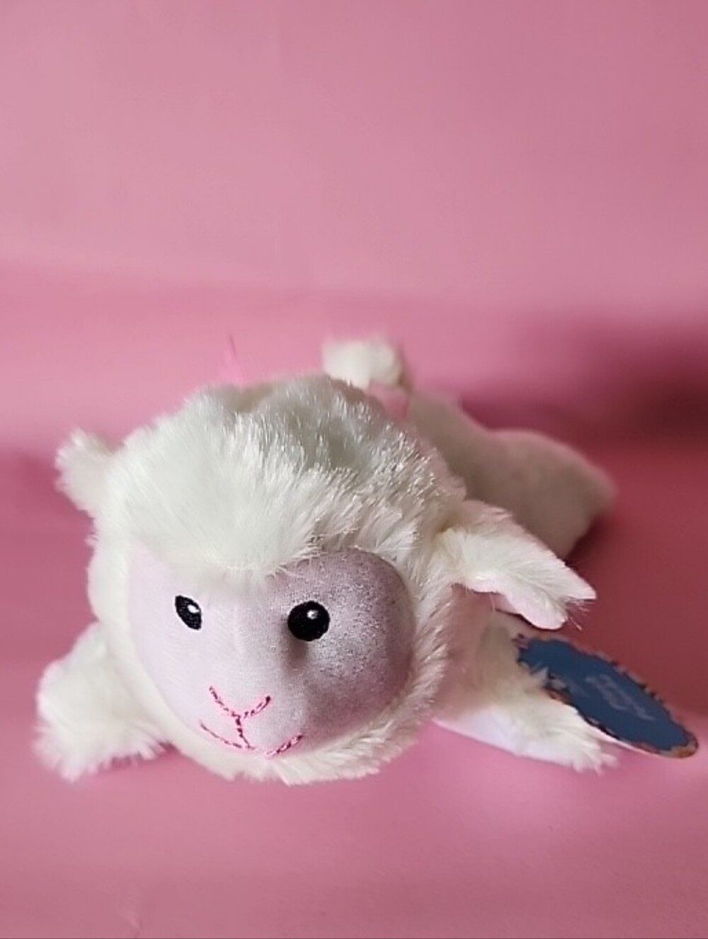 Soft White Plush Lamb with Pink Accents - Plush Peluche
